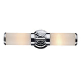 Century Bathroom 2 Light Wall Light Polished Chrome Opal Glass IP44