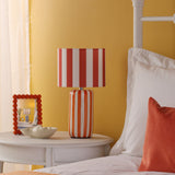 Cicada Table Lamp Orange and Polished Chrome With Shade