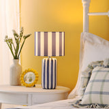 Cicada Table Lamp Blue and Polished Chrome With Shade