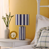 Cicada Table Lamp Blue and Polished Chrome With Shade