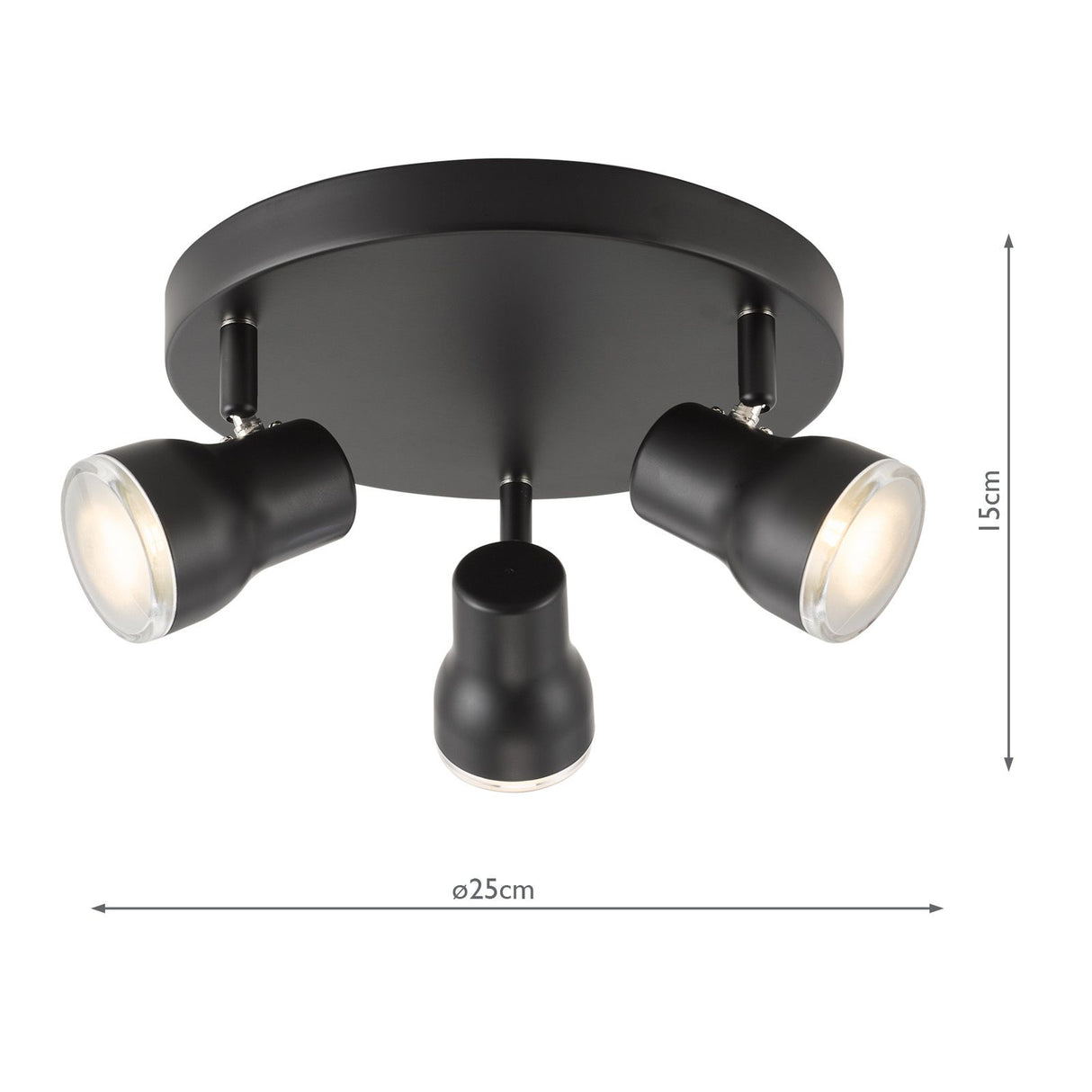 Clint 3 Light Bathroom Plate Spotlight Matt Black IP44