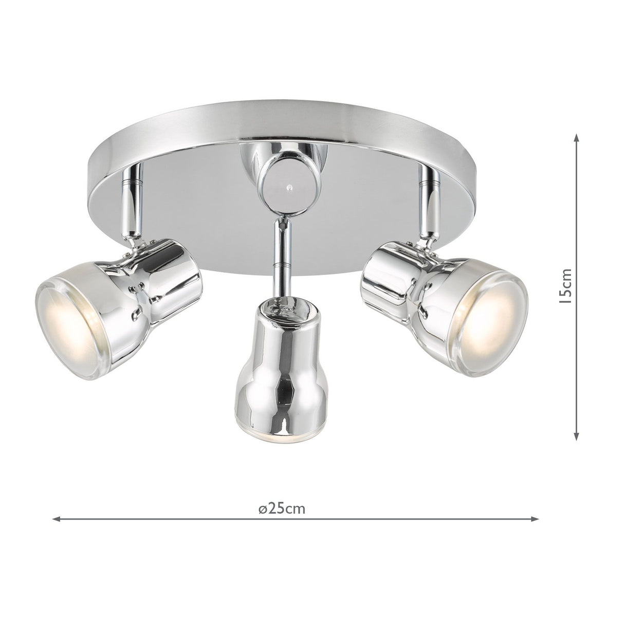Clint 3 Light Bathroom Plate Spotlight Polished Chrome IP44