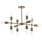 Majestic Aged Gold Twelve-Light Pendant Chandelier