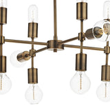 Majestic Aged Gold Twelve-Light Pendant Chandelier