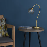 Cognac Table Lamp Satin Gold and Champagne Ribbed Glass