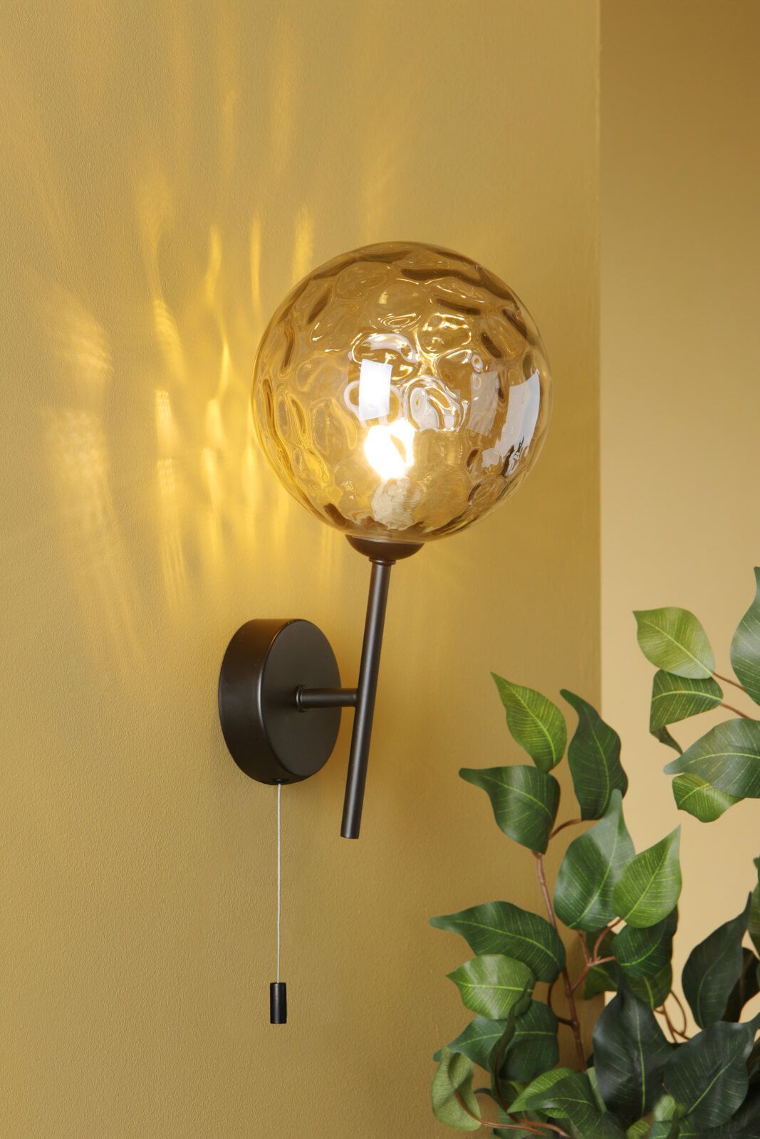 Cohen 1 Light Wall Light Matt Black With Smoked Dimpled Glass