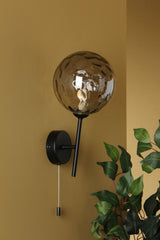 Cohen 1 Light Wall Light Matt Black With Smoked Dimpled Glass