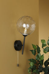 Cohen 1 Light Wall Light Matt Black With Clear Dimpled Glass