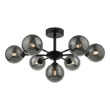Cohen 7 Light Pendant Matt Black With Smoked Glass