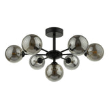 Cohen 7 Light Pendant Matt Black With Smoked Glass