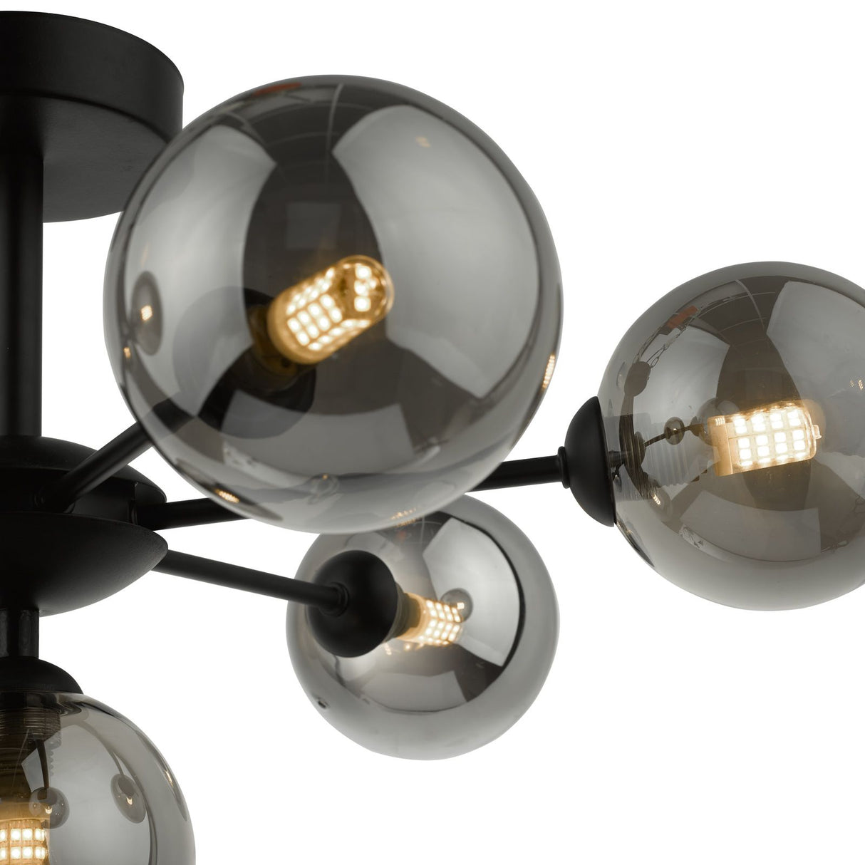 Cohen 7 Light Pendant Matt Black With Smoked Glass