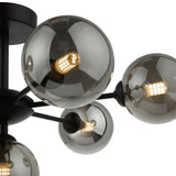 Cohen 7 Light Pendant Matt Black With Smoked Glass