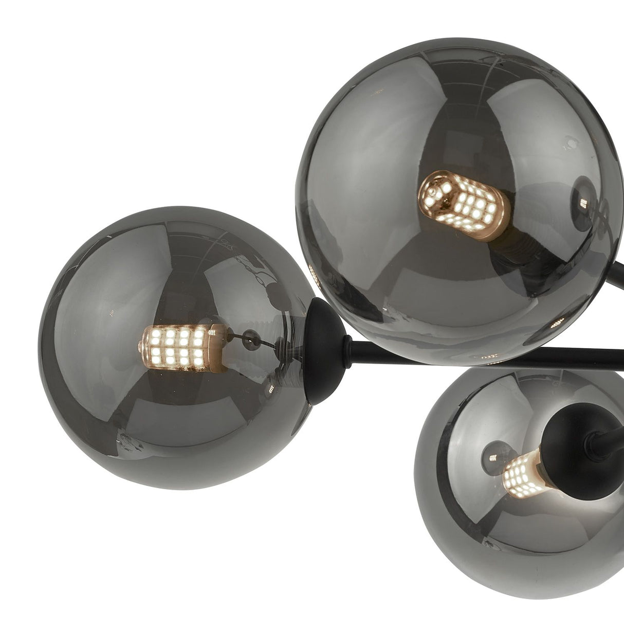 Cohen 7 Light Pendant Matt Black With Smoked Glass