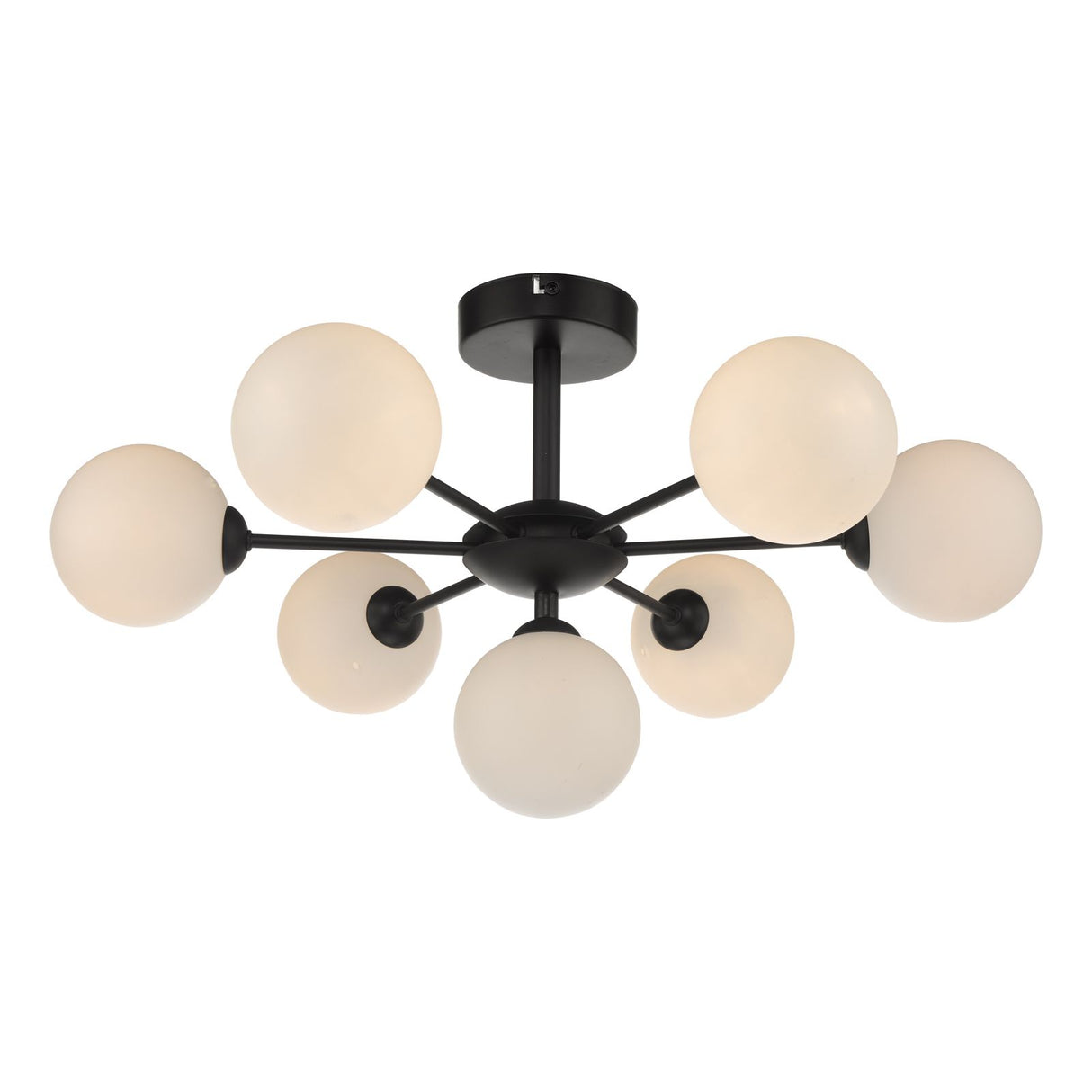 Cohen 7 Light Pendant Matt Black With Opal Glass