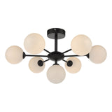 Cohen 7 Light Pendant Matt Black With Opal Glass