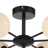 Cohen 7 Light Pendant Matt Black With Opal Glass