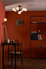 Cohen 7 Light Pendant Matt Black With Opal Glass