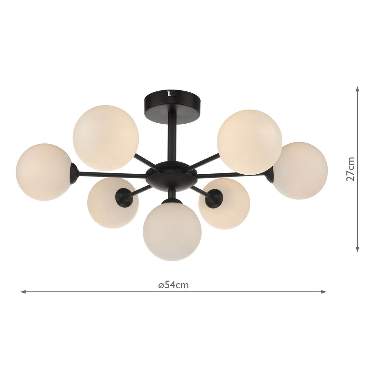Cohen 7 Light Pendant Matt Black With Opal Glass