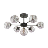 Cohen 7 Light Pendant Matt Black With Closed Organic Smoked Glass