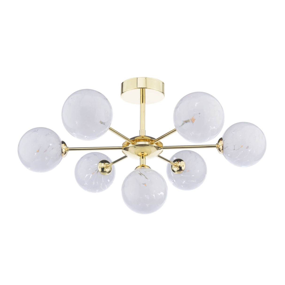 Cohen 7 Light Semi Flush Polished Gold With White Confetti Glass