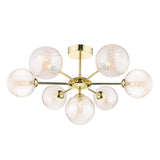 Cohen 7 Light Semi Flush Polished Gold With Twisted Amber Glass