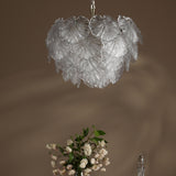 Courtney 10 Light Pendant Textured Glass and Antique Brass
