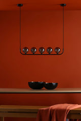 Cradle 5 Light Bar Pendant Matt Black With Smoked Glass