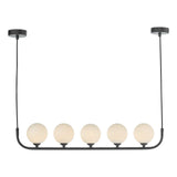 Cradle 5 Light Bar Pendant Matt Black With Opal Glass