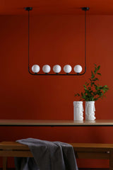 Cradle 5 Light Bar Pendant Matt Black With Opal Glass
