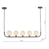Cradle 5 Light Bar Pendant Matt Black With Opal Glass