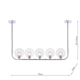 Cradle 5 Light Bar Pendant Polished Chrome With Clear/Opal Glass