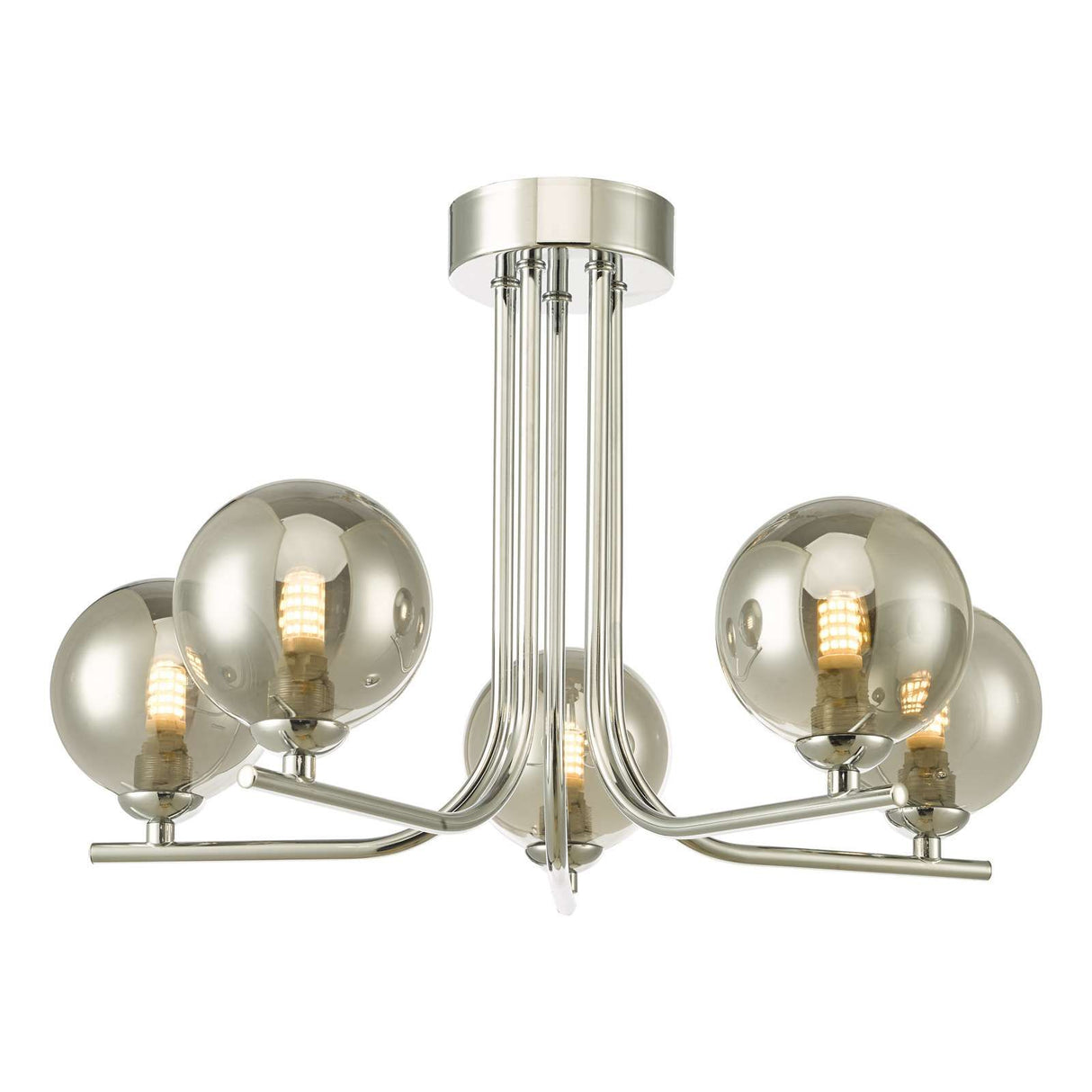 Cradle 5 Light Semi Flush Polished Chrome With Smoked Glass