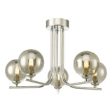 Cradle 5 Light Semi Flush Polished Chrome With Smoked Glass