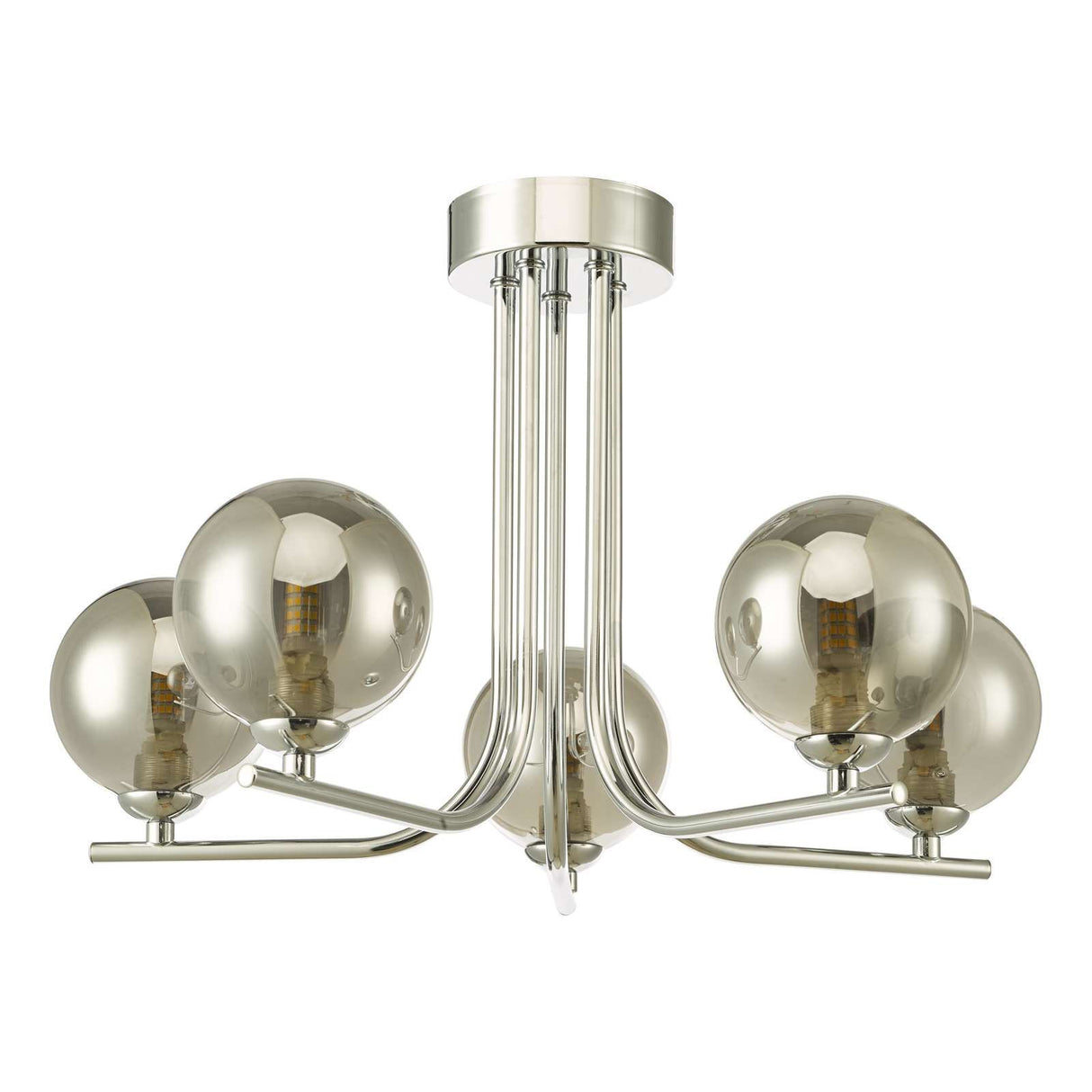 Cradle 5 Light Semi Flush Polished Chrome With Smoked Glass