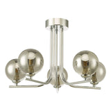 Cradle 5 Light Semi Flush Polished Chrome With Smoked Glass