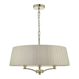 Cristin 4 Light Pendant Antique Brass With Taupe Shade