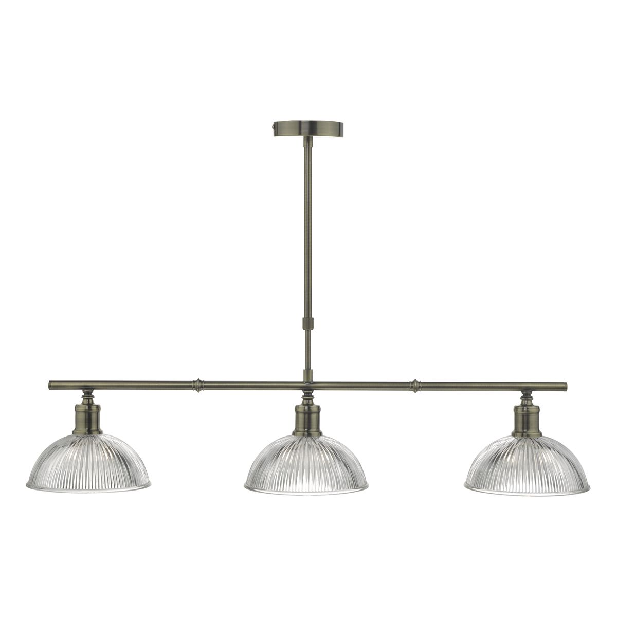 Dara 3 Light Bar Pendant Antique Brass & Glass