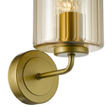 Daylin Wall Light Satin Gold and Amber Ribbed Glass