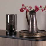 Daylin Table Lamp Satin Black and Smoked Ribbed Glass