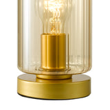 Daylin Table Lamp Satin Gold and Amber Ribbed Glass