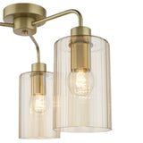 Daylin 3 Light Semi-Flush Satin Gold and Amber Ribbed Glass