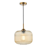 Demarius Pendant Natural Brass and Amber Glass