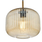 Demarius Pendant Natural Brass and Amber Glass