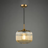 Demarius Pendant Natural Brass and Amber Glass
