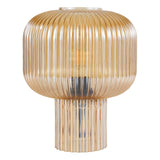 Demarius Table Lamp Amber Ribbed Glass
