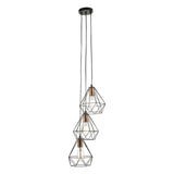 Deyon 3 Light Cluster Pendant Black & Copper