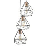 Deyon 3 Light Cluster Pendant Black & Copper