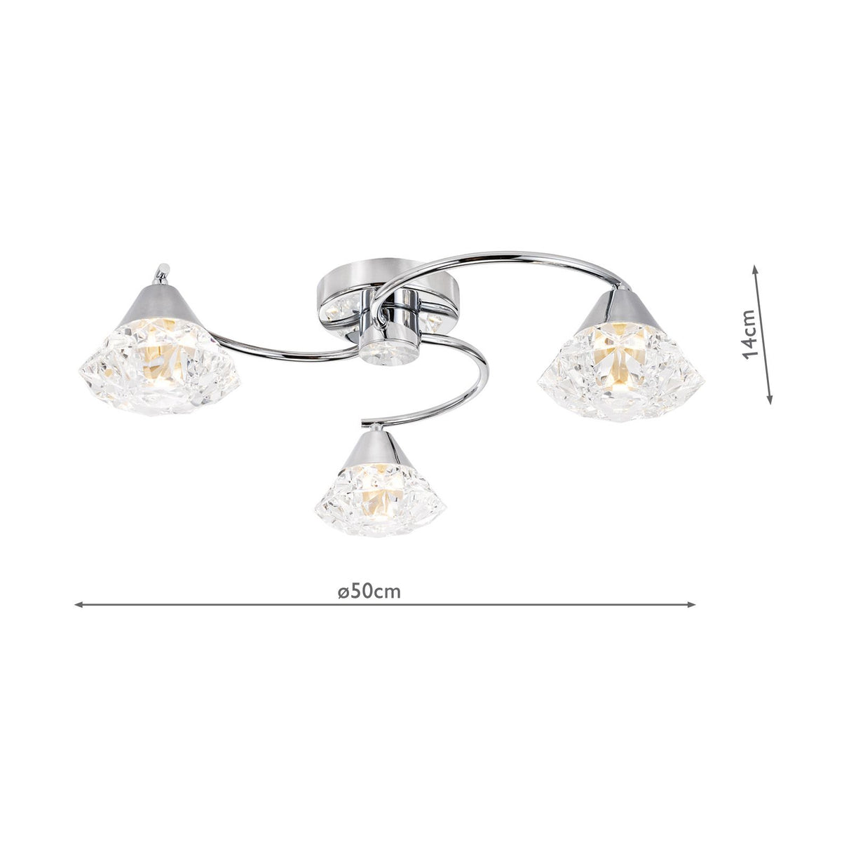 Dilys 3 Light Semi-Flush Polished Chrome