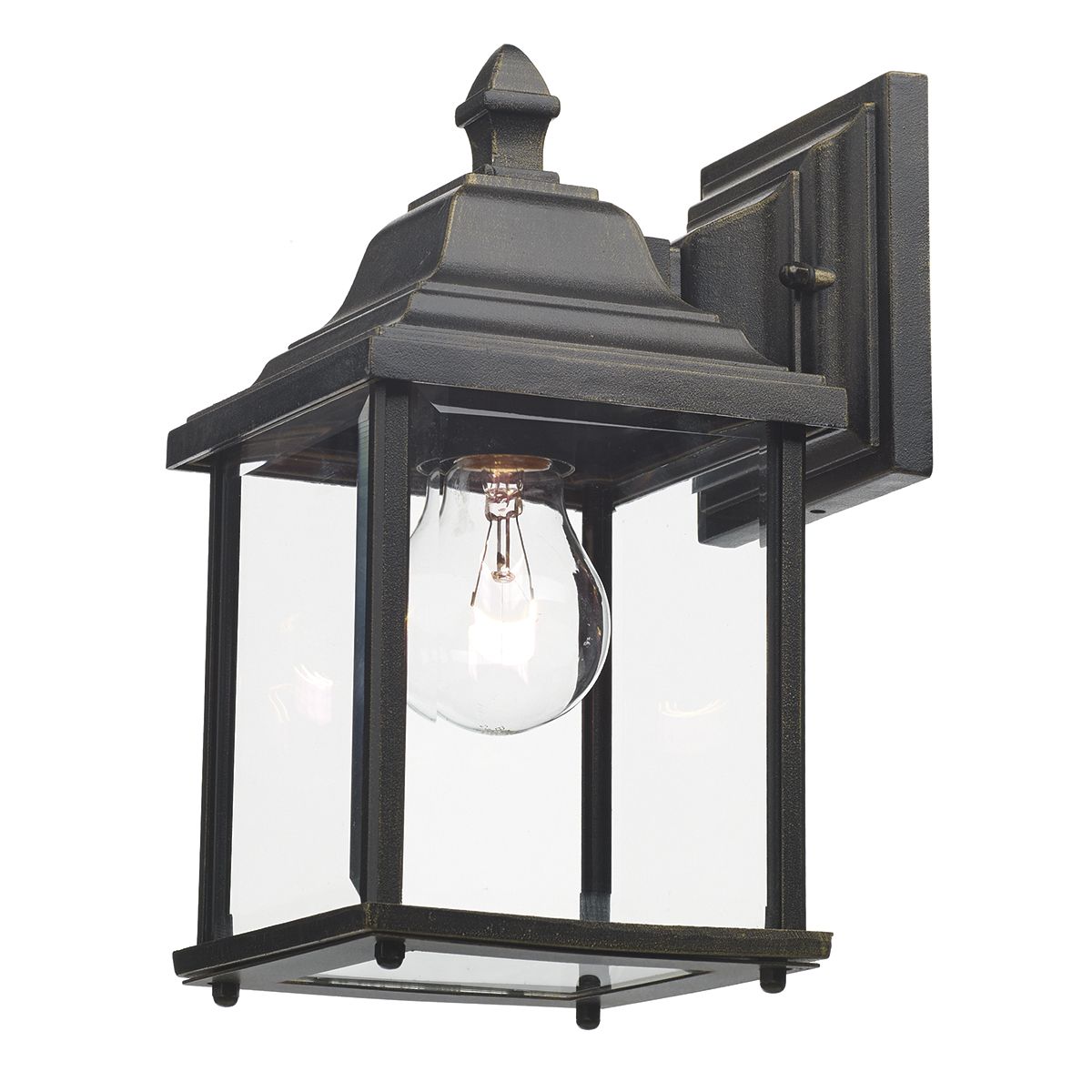 Doyle Outdoor Wall Light Black/Gold Glass IP44