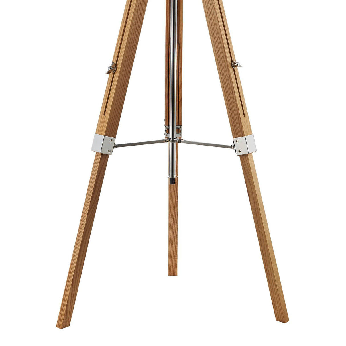 Easel Floor Lamp Light Wood and Polished Chrome With Shade
